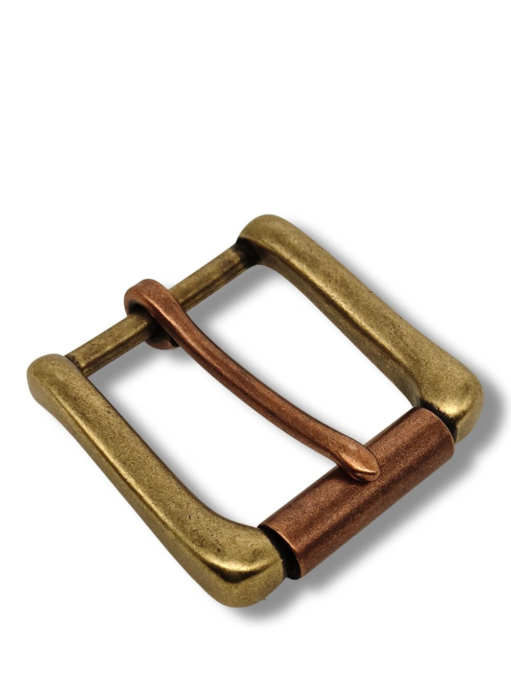 5380 Single Prong Solid Brass Roller Replacement Belt Buckle, Antique Brass